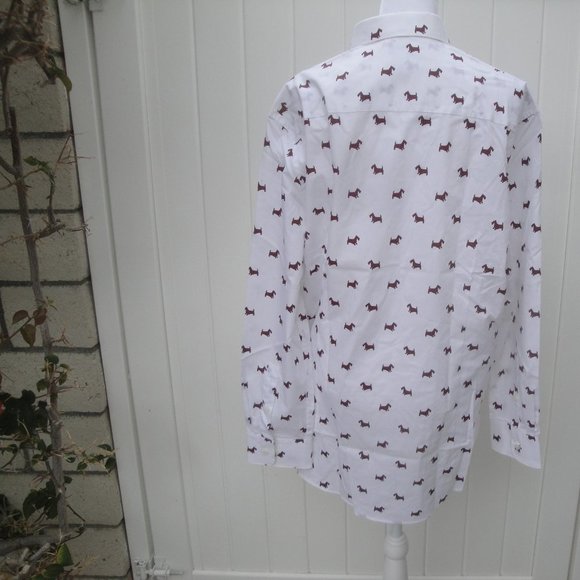 SOLD Men's Shirt Slim-Fit Stretch Scottie Print Dress Shirt Large NEW - Picture 4 of 5